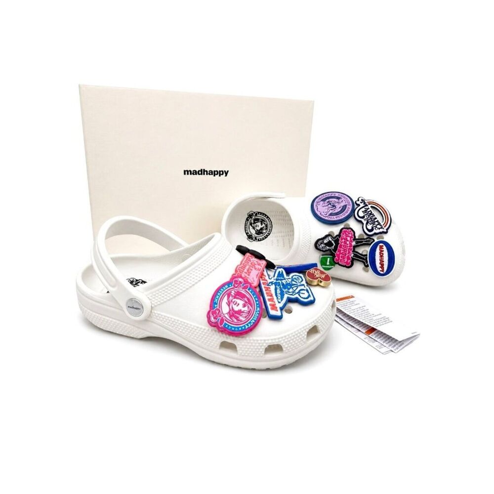 Madhappy X Crocs Classic Clog White Jibbitz Charms Unisex US M6 W8 211386-1CN
